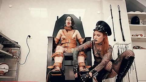 Latex Prison Girl In Cuffs And Cage 5
