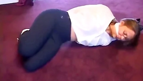 Captured, Hogtied And Cleave-gagged On The Floor
