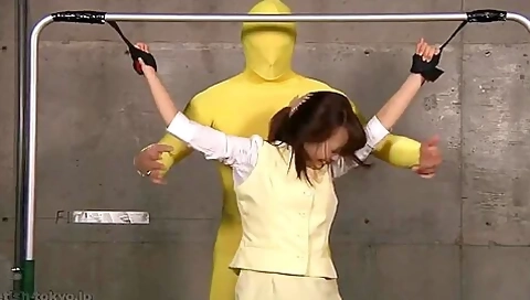 Japanese Office Lady Tied To Frame And Tickle
